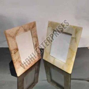 Polished Stone Agate Photo Frame, Color : White, Brown, Photo Size : 6x4 Inch