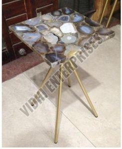 Rectangle Polished Agate Stone Table Top, For Home, Restaurant