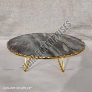 Plain Polished Black Marble Cake Stand