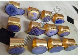 Metal Agate Napkin Ring, Shape : Round