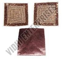 Handmade Zari Work Square Shaped Coaster, For Hotel Use, Tableware, Feature : Rustproof, Unbreakable Nature