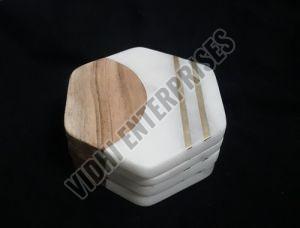 Polished Plain Marble Inlay Coaster Set, Feature : Crack Proof, Great Design