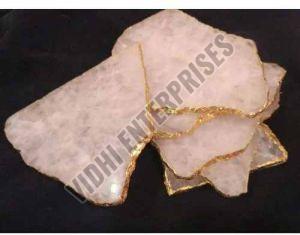 Gold Foil Quartz Stone Coasters 4 Inch