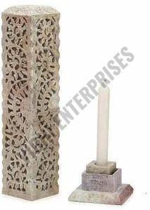 Polished Marbel Soapstone Candle Holder, Color : White