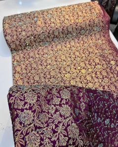 Banarasi Culture Floral Zari Woven Kimkhwab Brocades Fabrics 10 Meters Roll