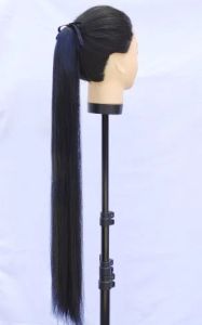 Black Synthetic Hair Ribbon Ponytail