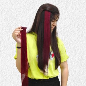 Burgundy Real Hair One Clip In Streaks