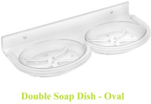 Translucent White Plastic Oval Twin Dish Wall Soap Holder