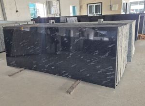 Fish Black Granite Slabs Standard for Construction