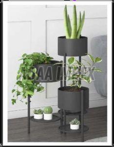 Powder Coated Black Vertical Stack Iron Planter Stand