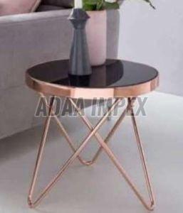 Golden Crisscross Leg Frame Black Top Side Table