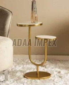 Golden Curved Frame Dual Surface Side Table