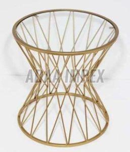 Metal Golden Hourglass Crisscross Base Side Table