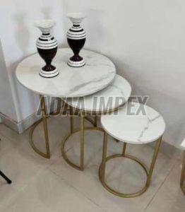 Golden Minimal Frame Marble Top Side Table