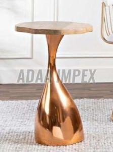 Golden Sculptural Base Round Top Side Table