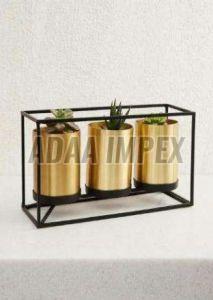 Golden Trio Tray Iron Planter Stand