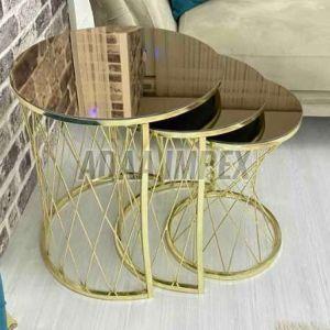 Golden Wireframe Crisscross Side Table Set