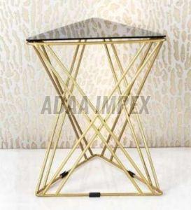 Golden X-Frame Base Black Top Side Table