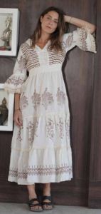 V Neck Jute Frill Long Boho Dress
