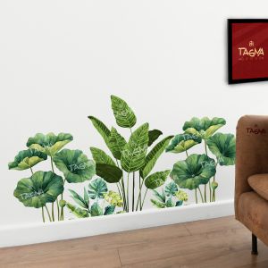 Green Banana Leaves PVC Wall Sticker, Color : Multicolor