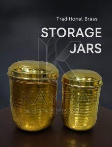 Hammered Brass Storage Jar Set OF 2 Pcs
