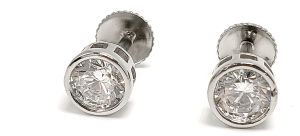 Bezel Diamond Stud Earrings