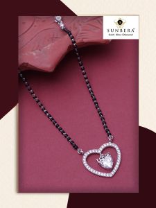 Black Bead Love Pendant Mangalsutra Necklace