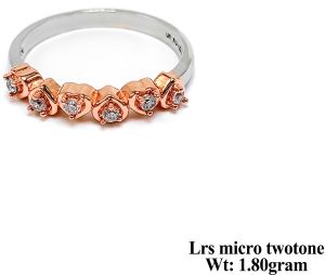 Floral Diamond Two Tone Silver Ring