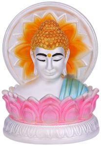 Green Robe Lotus Halo Seated Buddha Statue