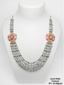 Laxmi Twotone Floral Beaded Necklace Temple-Inspired Mala