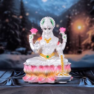Lotus Seated Coin Pouring Goddess Lakshmi Statue