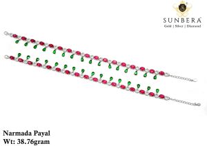 Narmada Stone Silver Payal Anklet
