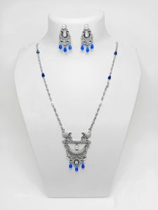 Peacock RG Blue Drop Jewelry Set, Weight : ~37.50 Gram (Set)