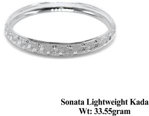 Silver-toned Alloy Sonata Textured Dot Curve Kada Bangle