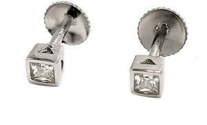 Square Diamond Screw Back Stud Earrings