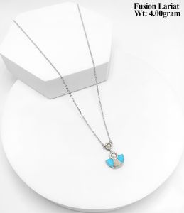 Turquoise Fan Pendant Fusion Lariat Necklace