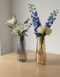 Glass Vases, Color : Smoke Gold In Luster for Decorating Flower