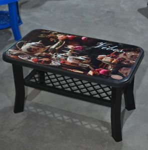 Printed Rectangular Plastic Center Table
