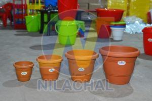 Brown Round Plastic Flower POT Multiple, Brand Name : Nilachal