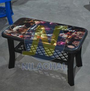 Printed Rectangular Plastic Center Table, Brand Name : Nilachal