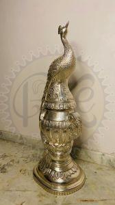 99.9 Silver Engraved Metal Peacock Sculpture