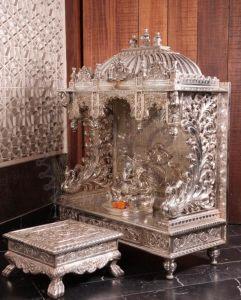 99.9 Silver Floral Arch Ganesha Home Temple Set