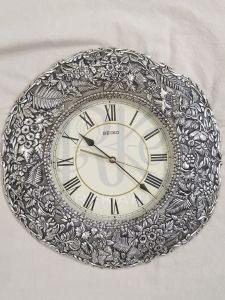 99.9 Silver Leaf Crest Roman Wall Clock for Bedroom Accent, Gifting