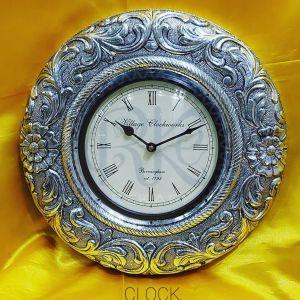 99.9 Silver Village Crest Roman Wall Clock