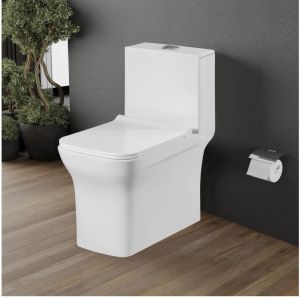 Ceramic Designer One Piece Toilet Seat, Color : White 700x370x780mm