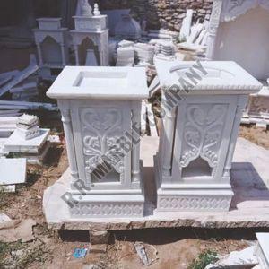 Carved Polished Makrana Marble Tulsi POT, Color : White