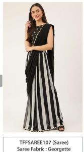 Black Printed Georgette Saree