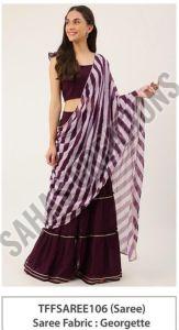 Plain Ladies Georgette Silk Saree, Packaging Type : Plastic Cover