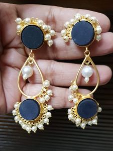 Ladies Blue Pearl Drop Earpiece