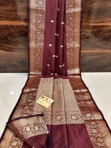 Ladies Maroon Zari Banarasi Saree
